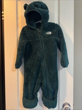 The North Face Baby Bear Fleece Bunting 6-12M Green Hooded One Piece